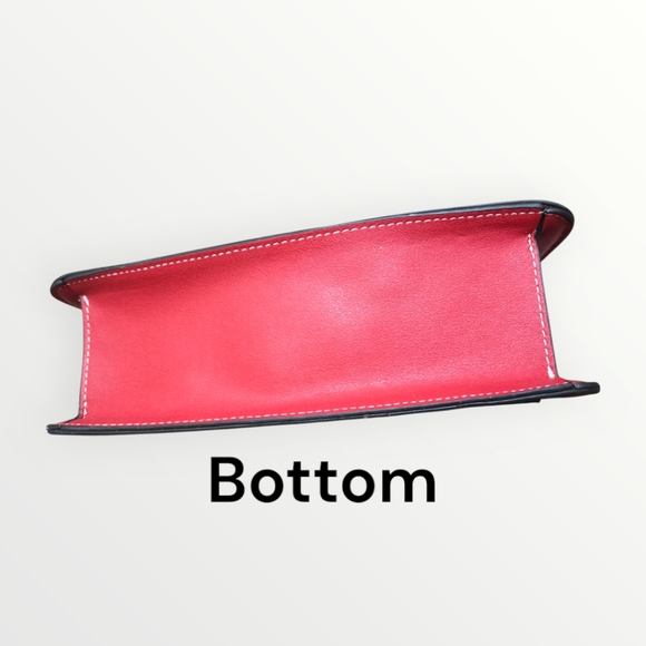 Scarelton Top Handle Satchel Handbag H2065 Elegant Red Handbag with Scarf Accent - Picture 6 of 7